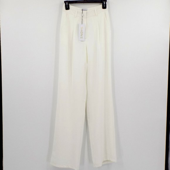 SNDYS. Women's Ivory Lined Wide Leg Dress Pants - Picture 1 of 6